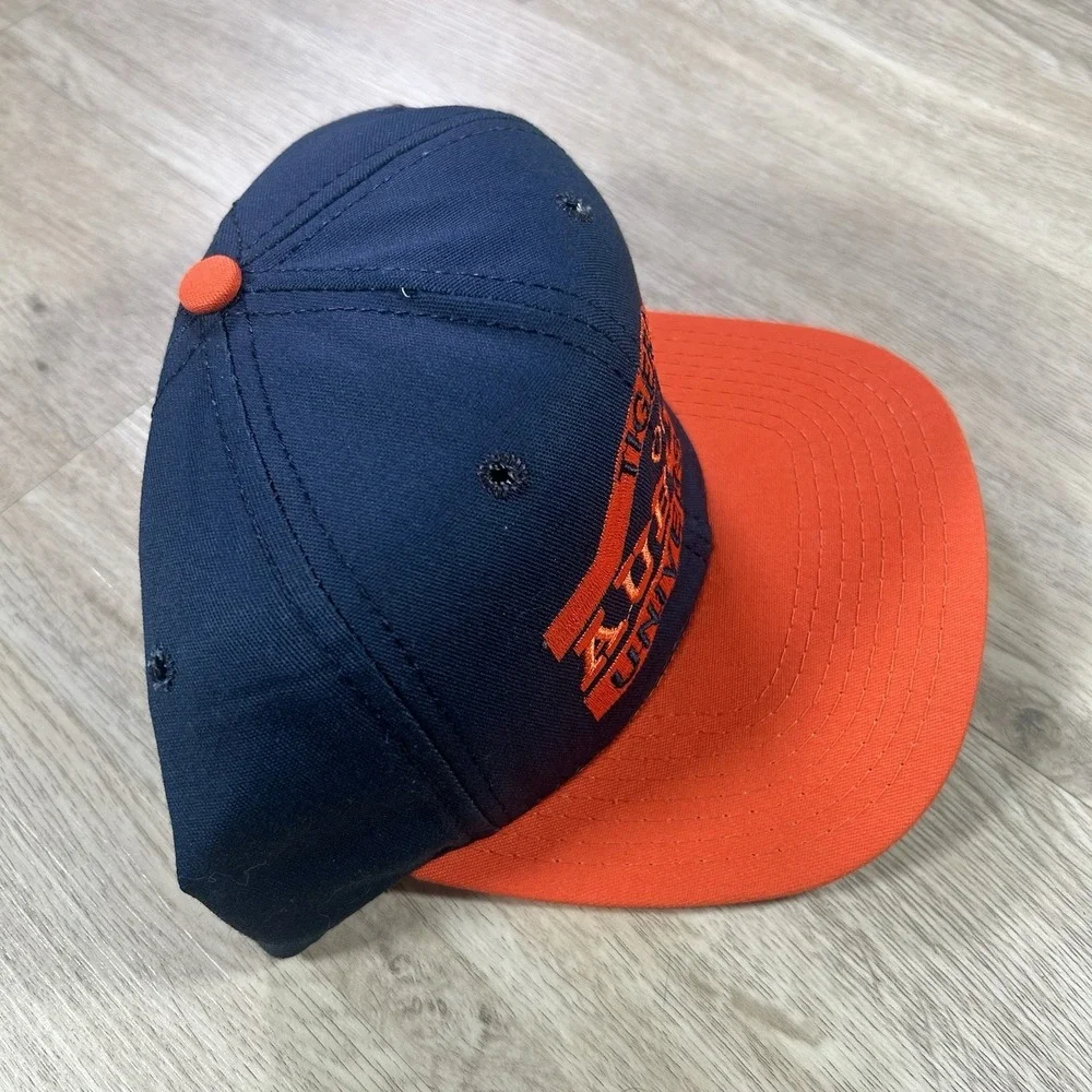 VTG Auburn Tigers Snapback Hat College NCAA Blue Orange P Cap Made in USA